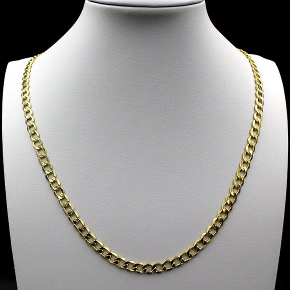 Real 10K Yellow Gold 4.5mm Cuban Link Chain Necklace 22" inch - Picture 1 of 6